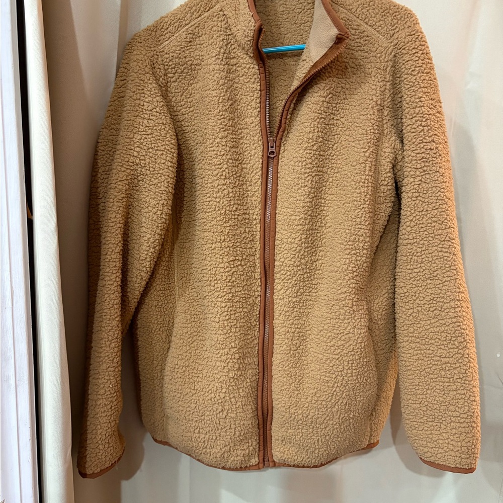 Lands' End Camel/Tan Sherpa Zip Jacket